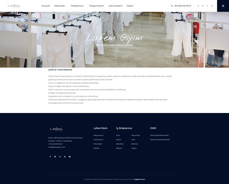 Lafem Giyim Web Sitesinin İçerik Sayfası Tasarımı